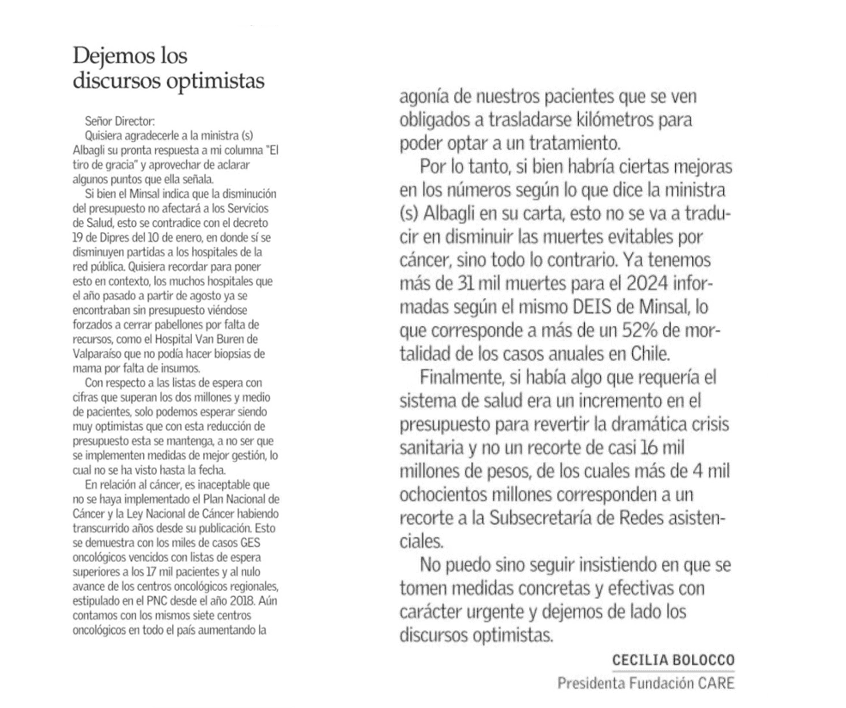El Mercurio – Carta al director